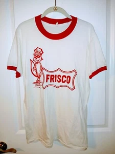 RARE Vintage FRISCO RAILROAD / TRAIN Racoon Single Stitch T Shirt EXCELLENT XL - Picture 1 of 5