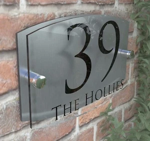 Letreros modernos de casa de acrílico puerta número 1 - 99 placa personalizada EMA5-28B - Imagen 1 de 7
