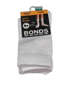 5 Pairs X Bonds Kids Boys Girls School Crew Socks White 5‐8 - Picture 1 of 4