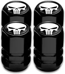 Pack-4 Skull Tire Valve Stem Caps, Airtight Dust Proof Covers for Car Wheel, Uni - Picture 1 of 7