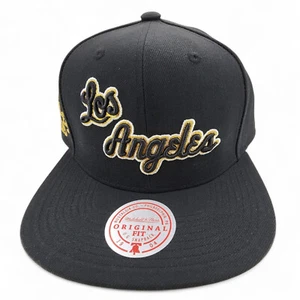 Mitchell & Ness NBA Los Angeles Lakers Black Metallic Pop Snapback Hat Adult NEW - Picture 1 of 14