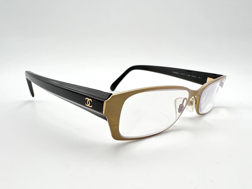 Auténticos marcos de gafas Chanel 2149-T 190 dorados 51[]16-140 negros Italia F839 Foto 1 de 4