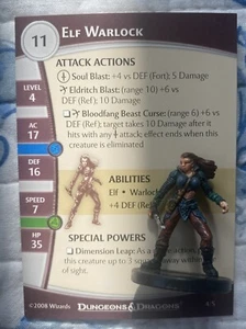 D+D miniatures 1x x1 Elf Warlock starter set Dungeons of Dread NM with Card - Picture 1 of 1