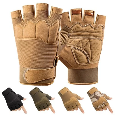 Tactical Gloves Motorcycle Military Fingerless Shooting Knuckle Protection Gear - Image 1 of 4