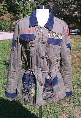 Chaqueta Doble D Rancho Bordada Dragón del Pacífico Estilo Militar M Usada en Excelente Condición Foto 1 de 4