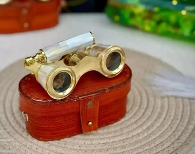 Mother of Pearl & Handle Vintage Gift Opera Glasses Brass Fitting France gift - Image 1 of 4