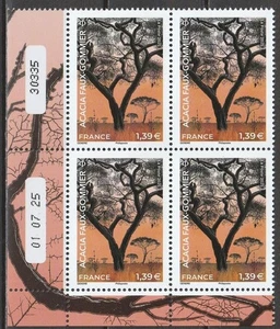 France 2025 trees Vachellia tortilis ACACIA faux-gommier flowering plant 4v BLOC - Picture 1 of 1