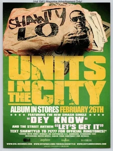 Shawty Lo Units In The City Album Promo 2008 Full Page Print Advertisement - Picture 1 of 4