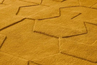 Mustard Yellow Hand Tufted Rug Modern Geometric Wool Carpet Living Room Decor - Image 1 of 4