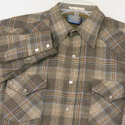 Pendleton Men's Medium Plaid Wool Western Snap Shirt - Image 1 of 4