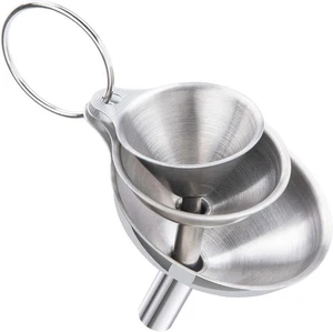 3 embudos de cocina pequeños para llenar botellas, metal plateado de grado alimenticio  - Imagen 1 de 7