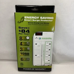 Niagara Conservation Smart Surge Protector Energy Saver 8 Outlets 6' Power Cord - Afbeelding 1 van 5