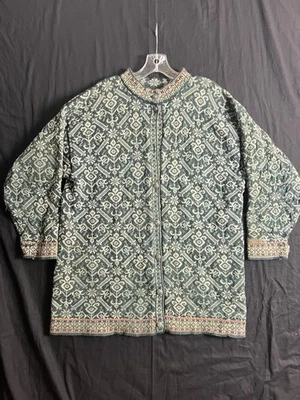 VTG DALE OF NORWAY Green Wool Knit Button Cardigan M/L Sweater READ Shrunk/Holes - Image 1 of 4