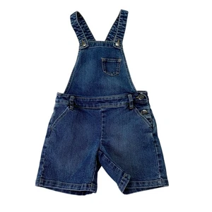 Children's Place Girls Sz 8 Criss Cross Denim Blue Jean Short Overall Shortalls - Picture 1 of 7