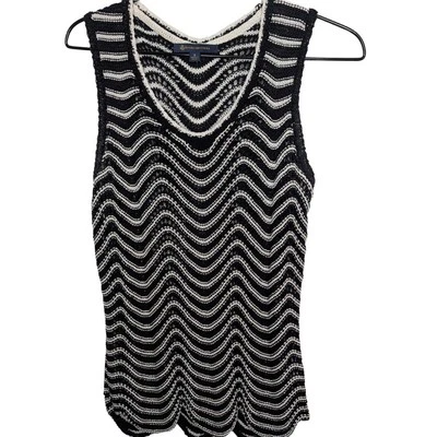 Camiseta sin mangas Brooks Brothers negra a rayas talla S blanca y negra borde de vieira Y2K Foto 1 de 4