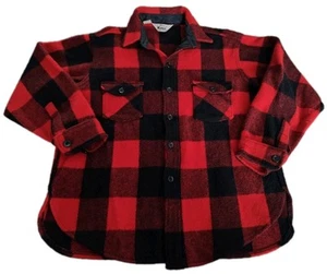 Vintage Woolrich Buffalo Plaid Button Up Shirt Shacket size XL Men's Wool 80's - Picture 1 of 14