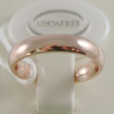 18K ROSE GOLD WEDDING BAND UNOAERRE COMFORT RING MARRIAGE 4 MM, MADE IN ITALY