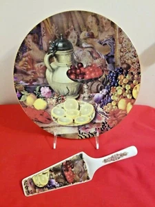 Formalities By Baum Bros Cake Plate & Server Floral and Fruit - Picture 1 of 6