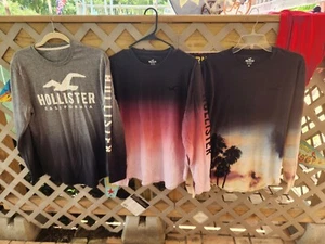 3 Hollister Pullover Long Sleeve T Shirt's Men's XLarge 100% Cotton - Picture 1 of 6