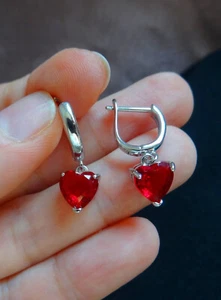 925 Sterling Silber Herz Zirkon Ohrringe Set Kette mit Herz Anhänger Herz Ring - Bild 1 von 17