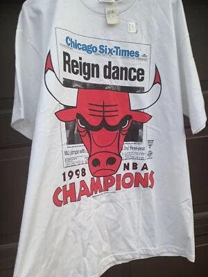 Camisa de baile vintage de los Chicago Bulls 1998 Champions Reign talla XL nueva de colección  Foto 1 de 4