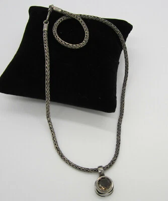 Estate Vintage LORI BONN  Sterling Silver 10MM Smoky Quartz Wheat Chain Necklace - Image 1 of 3