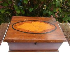 Antique Wooden Box Lined Interior - Georgian Period - Lovely Shell Inlay Pattern