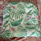 Pillow Perfect Chair Cushion Indoor Outdoor 19" Green White Pink Tropical Plants