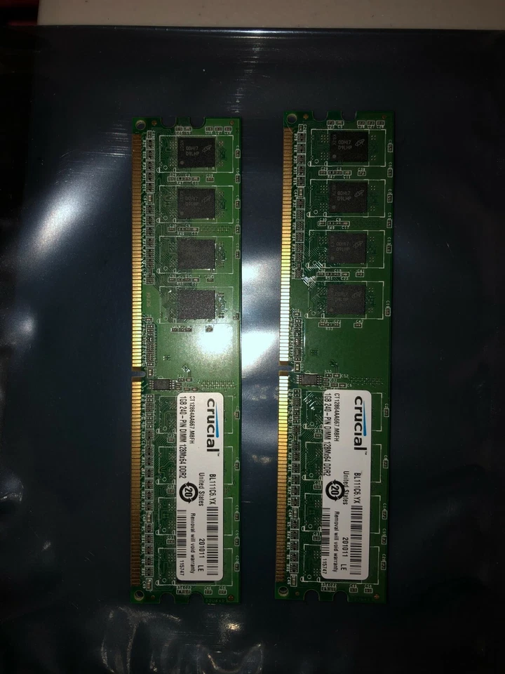 2GB (2x1GB) Crucial CT12864AA667.M8FH DDR2 667 PC2-5300 - Image 1 of 1