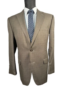CHAPS Mens Brown GRAPH CHECK REG FIT 2 Button Sport Coat Blazer Jacket 42R - Picture 1 of 9