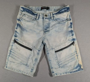 Southpole Shorts Youth Size 10 Blue Distressed Slim Fit Acid Wash Streetwear - Picture 1 of 10