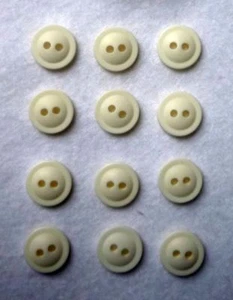 12 Buttons 12 MM Matte, White Two-Hole - Picture 1 of 1