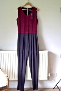 Long Tall Sally Jumpsuit Gr. 12 / 40 Burgunderrot Stretch Spitze Top Neu mit Etikett - Bild 1 von 10