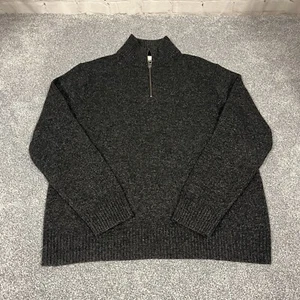 J Crew Sweater Mens Size Large Gray 1/4 Zip Rugged Merino Wool Blend - Picture 1 of 9