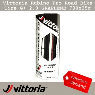 Vittoria Rubino Pro Rennrad Reifen G+ 2.0 GRAPHENE 700x25C Schwarz/Weiß Tire - Bild 1 von 2