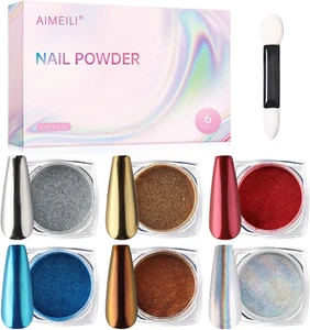 Nail Art Mirror Powder Set Pigment Glitter Dust Shinning Nail Manicure Kit - Picture 1 of 12