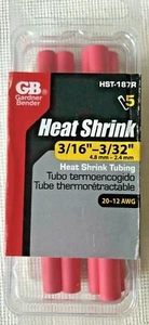 Tubo termorretráctil Gardner Bender Inc. HST-187R, 3/16"" diámetro rojo - Imagen 1 de 3