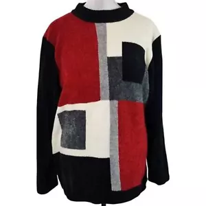 Alfred Dunner Damen Colorblock Pullover Sweater schwarz rot gerippt Rundhals Plus 1X - Bild 1 von 12