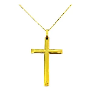 9ct 9k Yellow Gold Plain Polished Crucifix Cross Pendant 1.80 Grams. Brand New - Picture 1 of 8