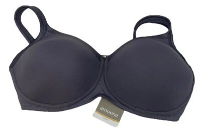 Sujetador inalámbrico satinado Amoena Mastectomy gris oscuro #1262 Lara 34D bolsillos EE. UU./Reino Unido nuevo con etiquetas Foto 1 de 4
