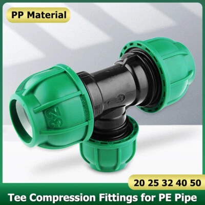 MDPE Compression Fittings Tee Water Pipe Connector Coupling 20mm to 50mm - Image 1 of 4