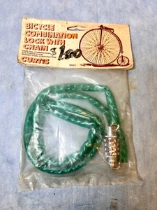 New Vintage NOS Curtis Ind. Green Vinyl Tube Chain Combination Lock Bicycle 36” - Picture 1 of 2