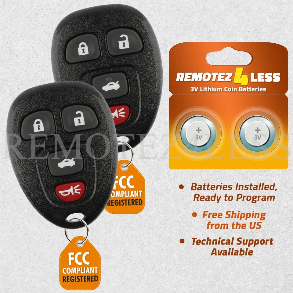 2 Replacement for Buick Chevy Pontiac Saturn Entry Remote Car Key Fob 4btn - Image 1 of 1