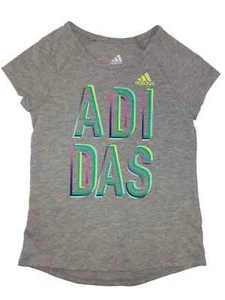 Adidas Girls Gray Rainbow Athletic T-Shirt Work Out Tee Shirt - Picture 1 of 1
