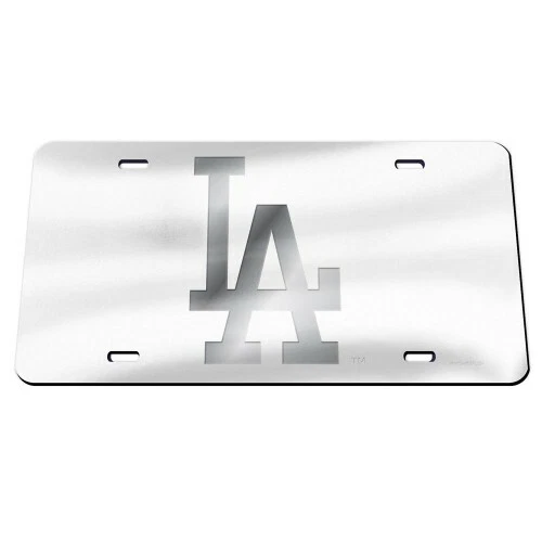 LOS ANGELES DODGERS FROSTED ACRYLIC LICENSE PLATE MIRRORED LOGO MLB LICENSED - Image 1 of 1