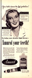 1949 Amurol Dental Products Original Life Magazine Vintage Print Ad Nurse Teeth - Picture 1 of 1
