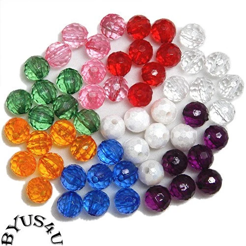 ACRYLIC SPACER BEADS ROUND FACETED 6mm CHOICE OF COLORS 100pc  - Image 1 of 1