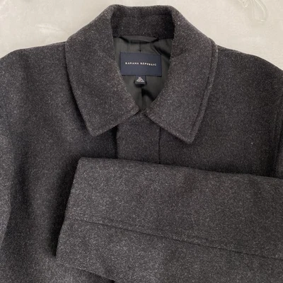 Banana Republic Pea Coat Jacket Men's Sz XL Gray Classic Wool Cashmere Blend - Image 1 of 4