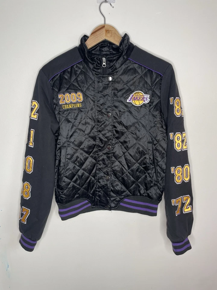 Women’s LA Lakers Jacket Black Quilted Medium | NBA Champions 2009 | Black - Image 1 of 4