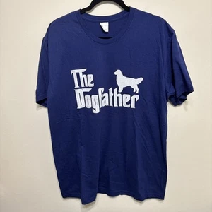 The Dogfather Men’s XL Blue Tee T-Shirt 100% Cotton Dog Golden Retriever EUC - Picture 1 of 6